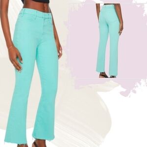 MOTHER The Hustler Ankle Fray Jeans | Mint Green Raw Hem | High Rise Women's29